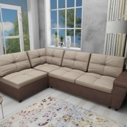 Ъглов диван Doris-dst, кафяво и бежово - Mobilier tapițat