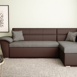Ъглов диван Sonata-dst, кафяво и сиво - Mobilier tapițat