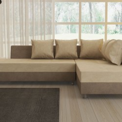 Ъглов диван Hawai-dst, бежово и кафяво - Mobilier tapițat