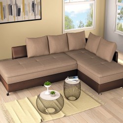 Ъглов диван Hawai-dst венге кожа и тъмно бежово - Mobilier tapițat