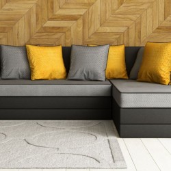 Ъглов диван Rio-dst, черно и сиво - Mobilier tapițat