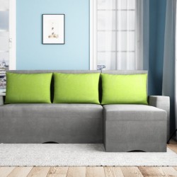 Ъглов диван Lorenco-dst, зелено и сиво - Mobilier tapițat