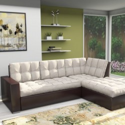Ъглов диван Monaco-dst, венге и светло бежово - Mobilier tapițat