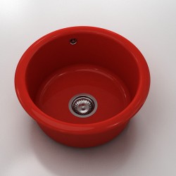 Кръгла мивка Classic 206, Polymer marble, 14 Рубинено червено , с включен сифон - Chiuvete