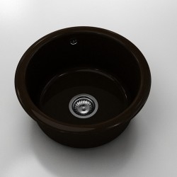 Кръгла мивка Classic 206, Polymer marble, 18 Тъмно венге , с включен сифон - Chiuvete
