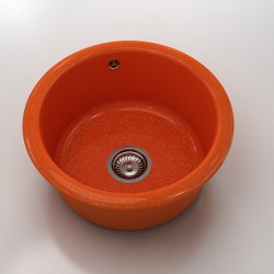 Кръгла мивка Classic 206, Polymer marble, 19 Сребрист оранж , с включен сифон - Chiuvete