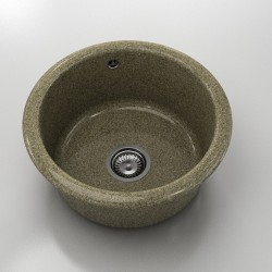 Кръгла мивка Classic 206, Granicite, 330 Walnut Toffee, с включен сифон - Chiuvete