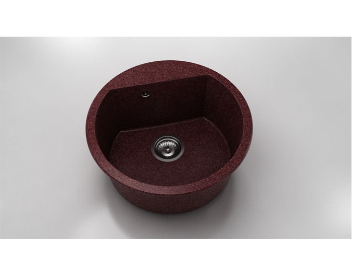 Кръгла мивка Vanguard 223, Granicite, 100 Bordo, с включен сифон