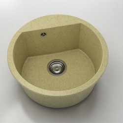 Кръгла мивка Vanguard 223, Granicite, 879 Cocoa cream, с включен сифон - Chiuvete