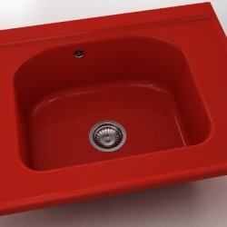  Mивка Classic 218, Polymer marble, 14 Рубинено червено, с включен сифон  - Bucătărie