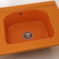  Mивка Classic 218, Polymer marble, 16 Оранж, с включен сифон  - Bucătărie