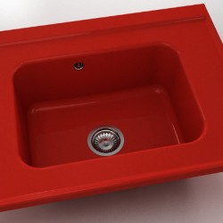  Mивка Classic 219, Polymer marble, 14 Рубинено червено, с включен сифон  - Bucătărie