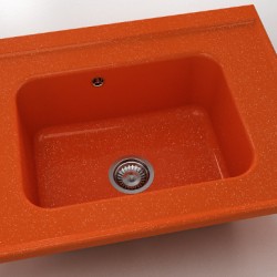  Mивка Classic 219, Polymer marble, 19 Сребрист оранж, с включен сифон  - Bucătărie