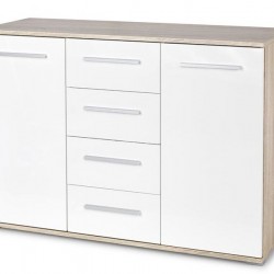 Скрин BM-Lima KM-4 1, дъб сонома и бяло - Corpuri, vitrine, biblioteci modulare