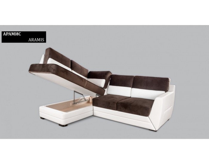 Ъглов диван Aramis BM, с ракла, разтегателен