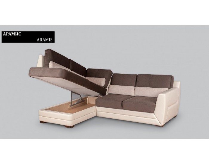 Ъглов диван Aramis BM, с ракла, разтегателен