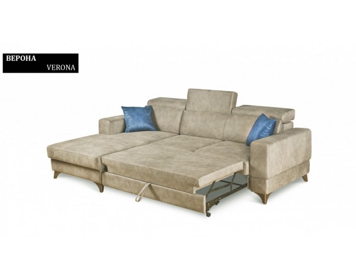 Ъглов диван Verona BM, с ракла, разтегателен