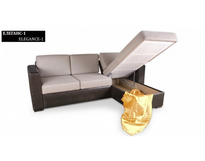 Ъглов диван Elegance - 1 BM, с ракла, разтегателен