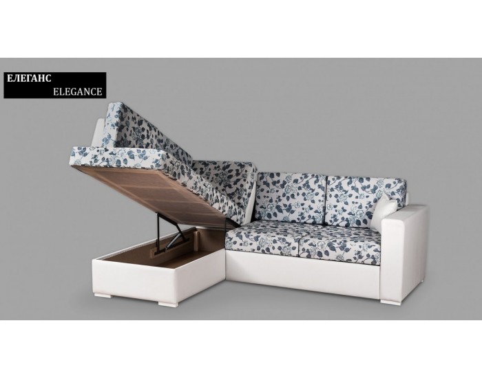 Ъглов диван Elegance BM, с ракла, разтегателен