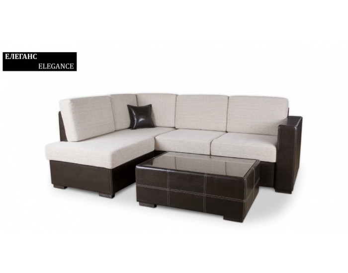 Ъглов диван Elegance BM, с ракла, разтегателен