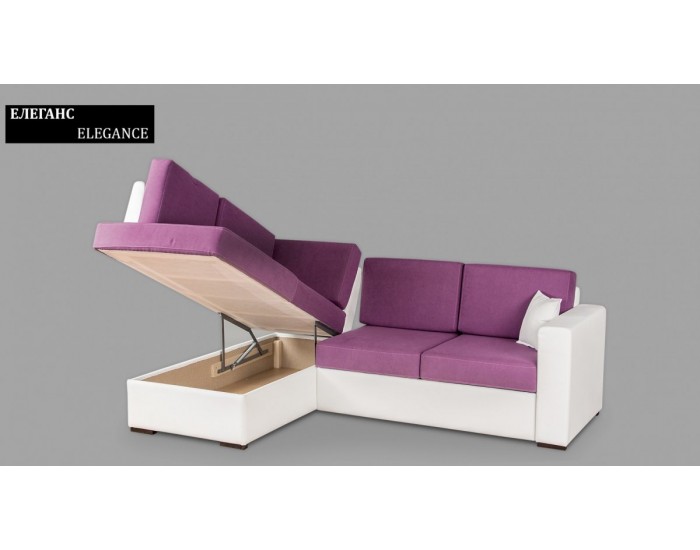 Ъглов диван Elegance BM, с ракла, разтегателен