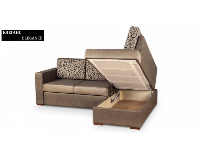 Ъглов диван Elegance BM, с ракла, разтегателен