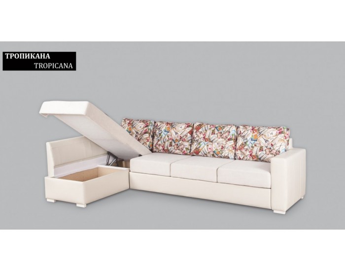 Ъглов диван Tropicana BM, с ракла, разтегателен