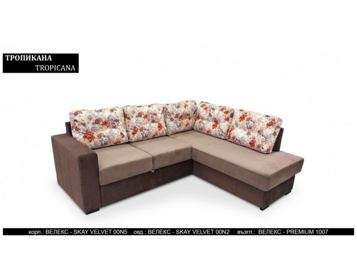 Ъглов диван Tropicana BM, с ракла, разтегателен