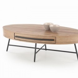 Холна маса Мебели Богдан Carolina, елипса с чекмедже, златен дъб и черно - Bogdan Furniture Europe