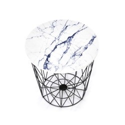 Холна маса Мебели Богдан Harisa-B-E20, Бял мрамор и черно - Bogdan Furniture Europe