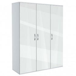 Трикрилен гардероб Мебели Богдан, модел BM-Ava 3, бял гланц - Bogdan Furniture G