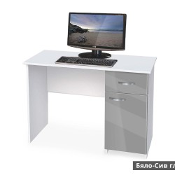 Бюро Мебели Богдан Модел BM-Ava, ПДЧ с постформинг, Бяло с сив гланц - Bogdan Furniture G