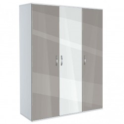 Трикрилен гардероб Мебели Богдан, модел BM-Ava 3, бял гланц и сиво - Bogdan Furniture G