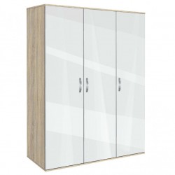 Трикрилен гардероб Мебели Богдан, модел BM-Ava 3, ГБ сонома и бяло гланц - Bogdan Furniture G