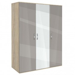 Трикрилен гардероб Мебели Богдан, модел BM-Ava 3, ГБ сонома и сиво гланц - Bogdan Furniture G