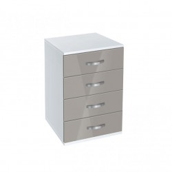 Скрин с чекмеджета Мебели Богдан, модел BM-Ava 500, бял гланц и сиво - Bogdan Furniture G