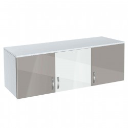 Надстройка за гардероб Мебели Богдан, модел BM-Ava 3, бял гланц и сиво - Bogdan Furniture G