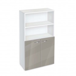 Етажерка BM-Ava 4 с вратички, сив гланц с бяло гладко - Corpuri, vitrine, biblioteci modulare