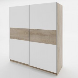 Гардероб Мебели Богдан модел Clasic lux 931, Бяло гладко с Дъб суров К105, с плъзгащи се врати - Bogdan Furniture G