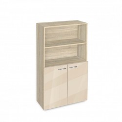 Етажерка BM-Ava 4 с вратички, крем гланц със сонома - Corpuri, vitrine, biblioteci modulare