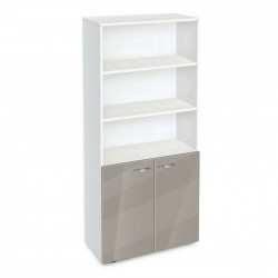 Етажерка BM-Ava-5 с две вратички, сив гланц с бяло гладко - Corpuri, vitrine, biblioteci modulare