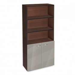 Етажерка BM-Ava-5 с две вратички, сив гланц с венге - Corpuri, vitrine, biblioteci modulare