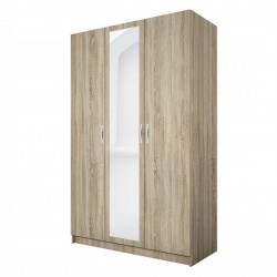 ﻿﻿﻿﻿Трикрилен гардероб Mod 1003 с огледало, Сонома тъмна - Bogdan Furniture I