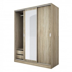 Гардероб с плъзгащи врати и огледало Mod 1006, Сонома тъмна - Bogdan Furniture I