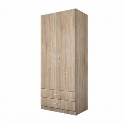 ﻿﻿﻿Двукрилен гардероб Mod 1008 с чекмеджета, Сонома тъмна - Bogdan Furniture I