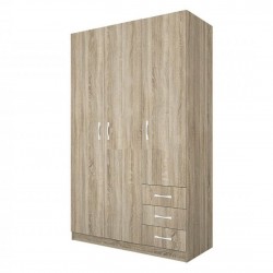 ﻿﻿﻿﻿﻿﻿﻿﻿﻿﻿﻿﻿﻿﻿Трикрилен гардероб Mod 1028 с чекмеджета, Сонома тъмна - Bogdan Furniture I