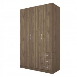 ﻿﻿﻿﻿﻿﻿﻿﻿﻿﻿﻿﻿﻿Трикрилен гардероб Mod 1028 с чекмеджета, Орех адмирал - Bogdan Furniture I