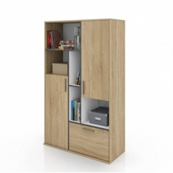 Шкаф Mod 3090, Сонома тъмна/Бяло - Bogdan Furniture I