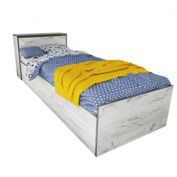 Легло Mod 5045 с ракла за матрак 90/200 см, Дъб крафт бял - Bogdan Furniture I