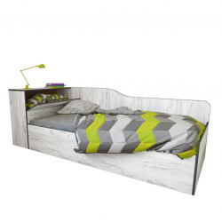 Легло Mod 5046 с ракла за матрак 90/200 см, Дъб крафт бял - Bogdan Furniture I